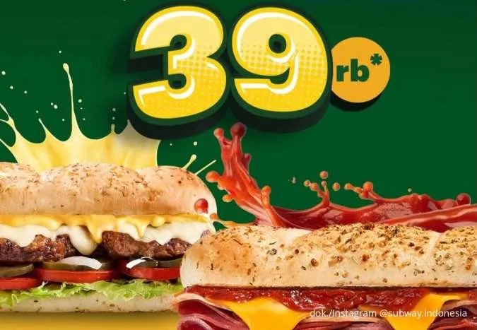 Promo Subway Nongkrong Hemat 6-7 Oktober, 2 Varian Sandwich Favorit Cuma Rp 39.000