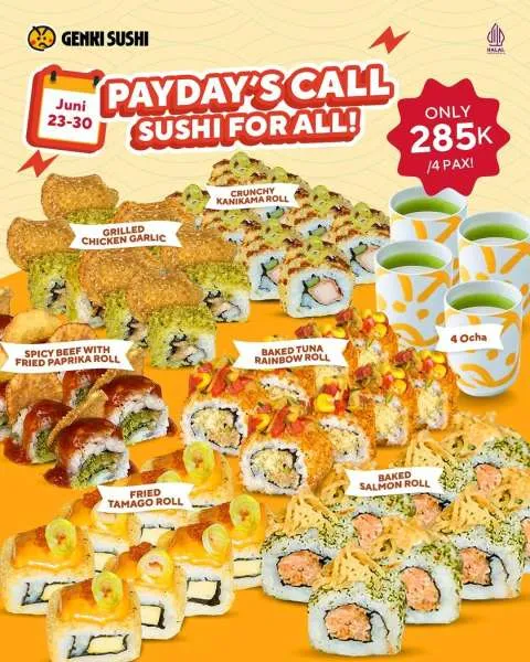 Promo Genki Sushi Paydays Call 23-30 Juni 2025