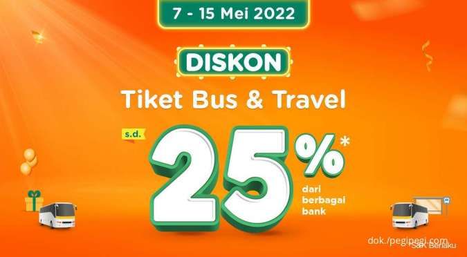 Promo 10 Parade Dekade PegiPegi, Diskon Tiket Bus & Travel s.d 25% dari Berbagai Bank