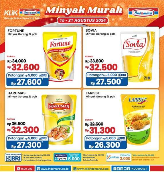 Promo Minyak Goreng Murah di Indomaret 15-21 Agustus 2024