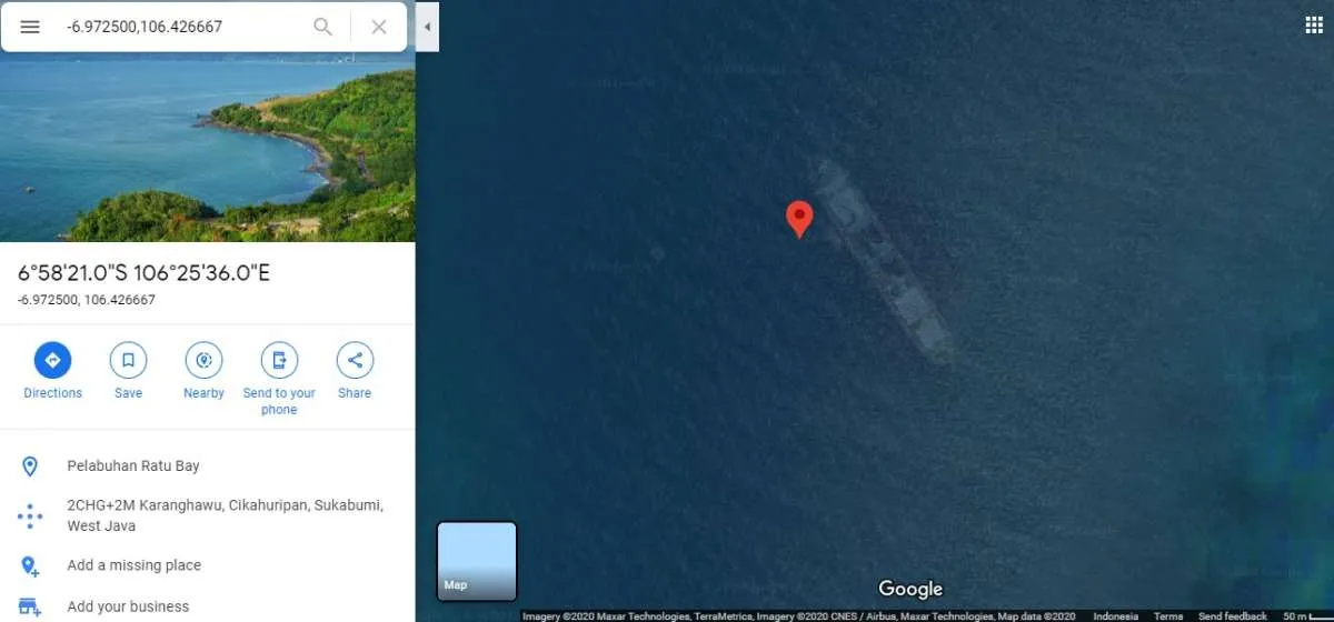 Viral foto kapal karam di Pantai Cikembang, ini link Google Maps untuk melihatnya