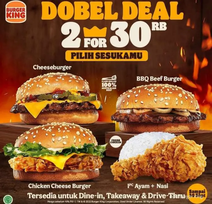 Promo Burger King Paket Dobel Deal selama bulan September 2022