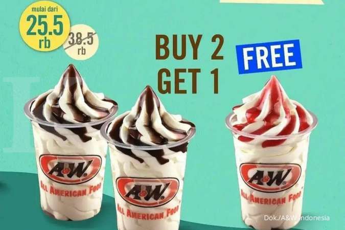 Promo A&W Oktober 2021, Super Deals Buy 2 Get 1 Free Es Krim Sundae Cuma Rp 25.500