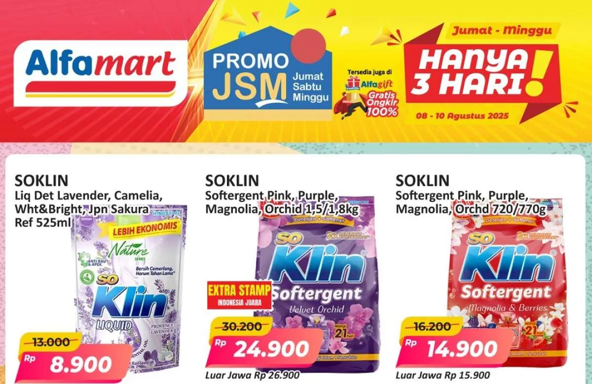 Promo JSM Alfamart: So Klin Rp 8.900, Minyak Goreng, dan Es Krim Murah