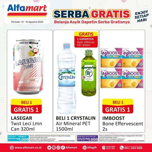 Katalog Harga Promo Alfamart Terbaru 1-15 Agustus 2023, Promo Serba Gratis