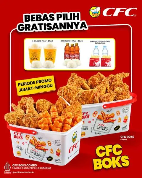 Promo CFC Boks Tiap Jumat-Minggu Bebas Pilih Gratisan