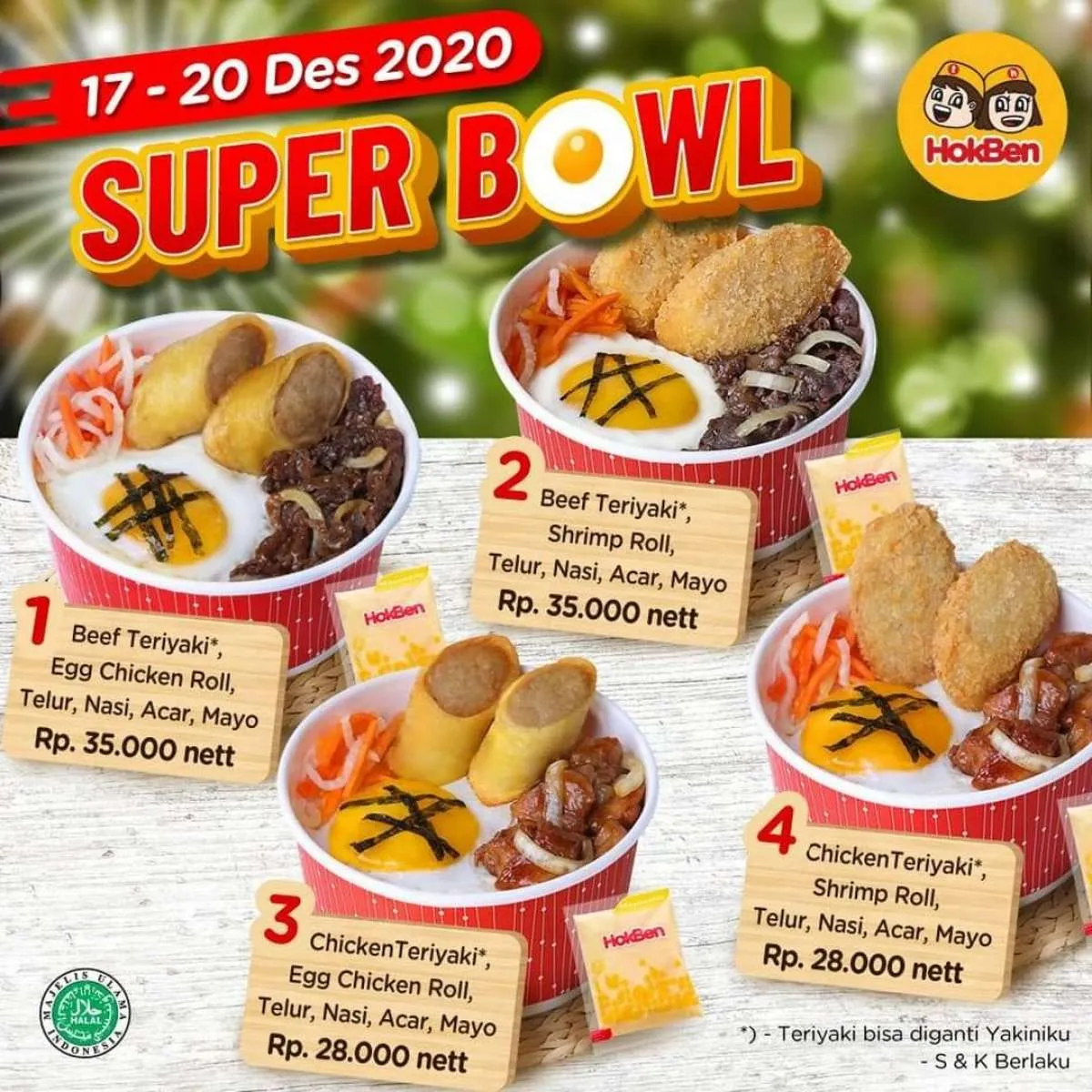 Menu hemat Rp 28.000 di promo HokBen periode 17-20 Desember 2020