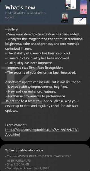 Update software Samsung Galaxy A52 dan A72