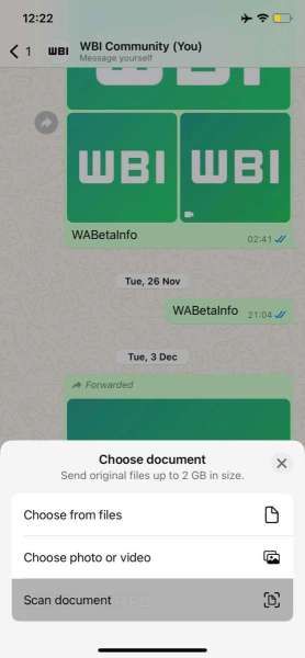 Fitur scan dokumen di WhatsApp versi iOS (iPhone)