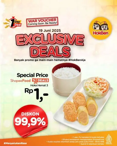Promo HokBen Exclusive Deals Hoka Hemat 3 Rp 1