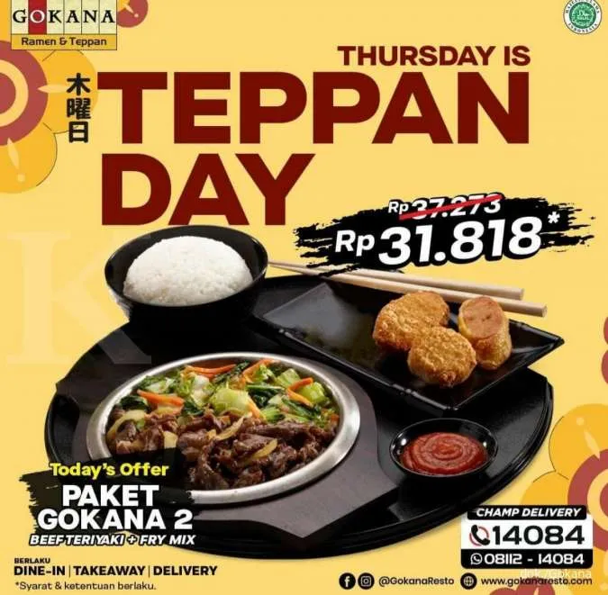 Promo Gokana Thursday is Teppan Day 