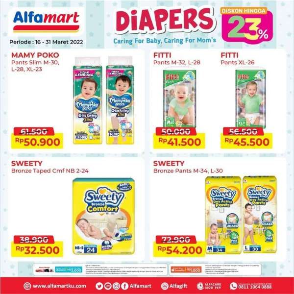 Promo Alfamart Diapers 16-31 Maret 2022, Belanja Kebutuhan Popok Bayi Diskon s/d 23%