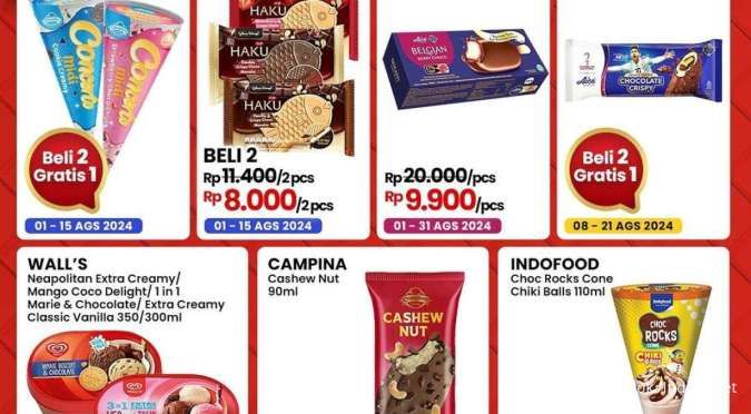 Promo Indomaret Ice Cream Fair, Es Krim Aice Diskon Rp 10.000 sampai 31 Agustus 2024