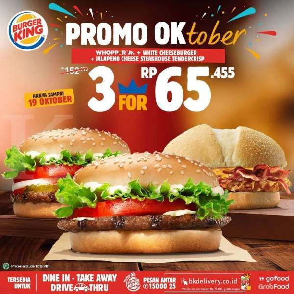 Promo <a href='https://madura.tribunnews.com/tag/burger-king' title='Burger King'>Burger King</a> OKtober 13-19 Oktober 2020 