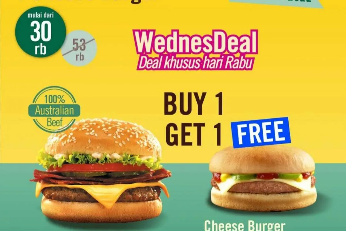 Promo A&W 1-31 Maret 2022, WednesDeal Buy 1 Get 1 Burger Rp 30.000