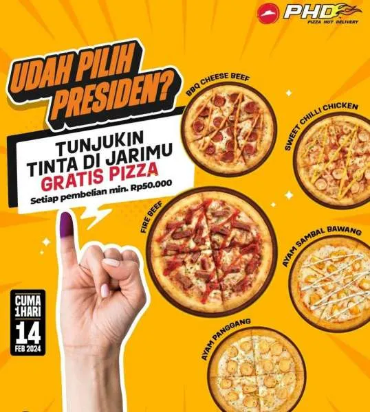 Promo PHD Pemilu 2024, gratis 1 loyang pizza