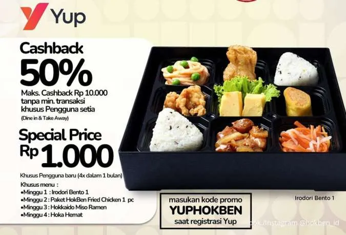Promo HokBen x Yup Oktober 2025, Pengguna Baru Dapat Harga Spesial Rp 1.000