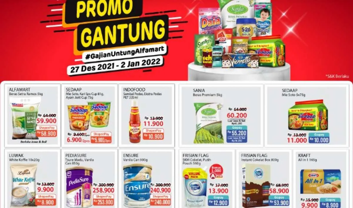 Promo Alfamart Gajian Untung (Gantung) Terbaru di Desember 2021, Belanja Lebih Murah