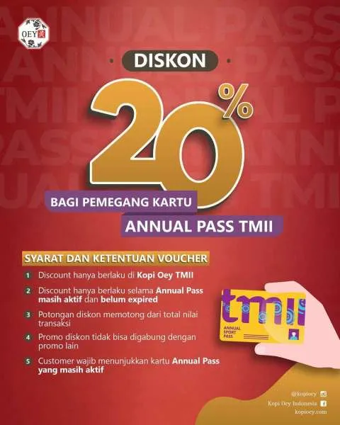 Promo Pemegang Annual Pass TMII Diskon 20% di Kopitiam
