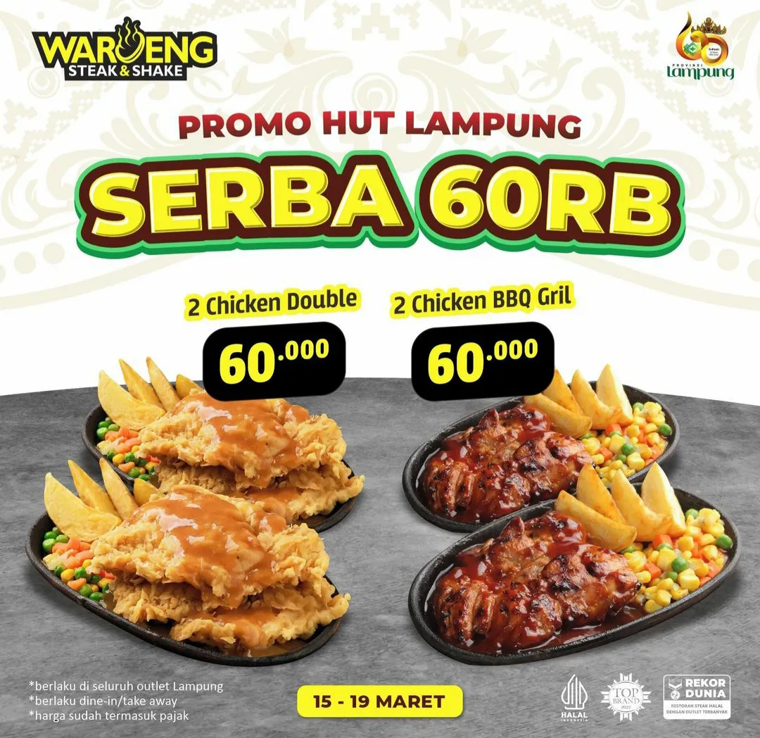 Promo Waroeng Steak HUT Lampung ke 60