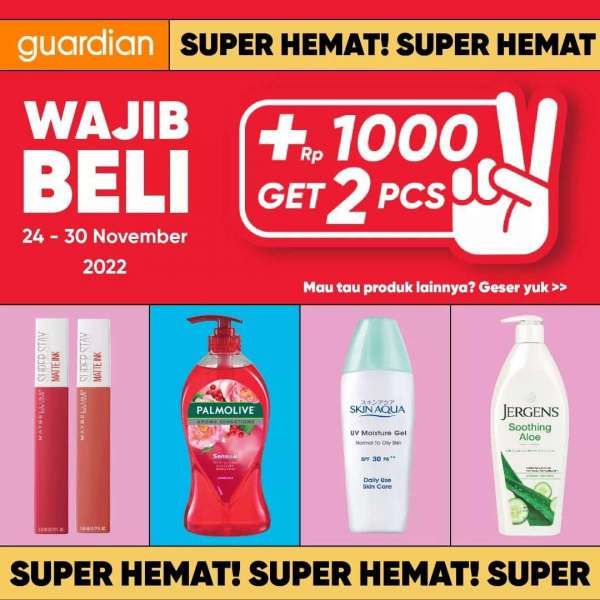 Promo Guardian 24-30 November 2022, Tambah Uang Rp 1.000 Dapat 2 Sunscreen Skin Aqua