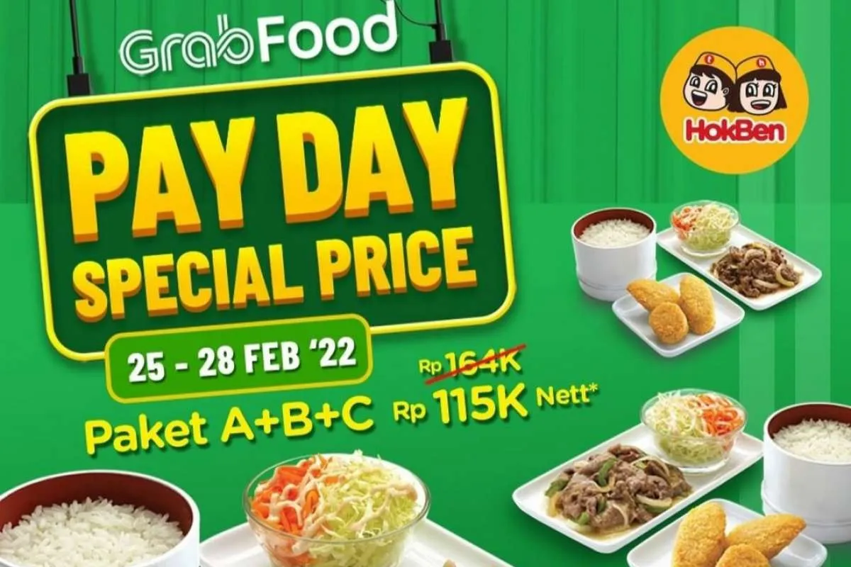 Promo Hokben 25-28 Februari 2022, Diskon Paket Payday ABC Rp 115.000 via GrabFood