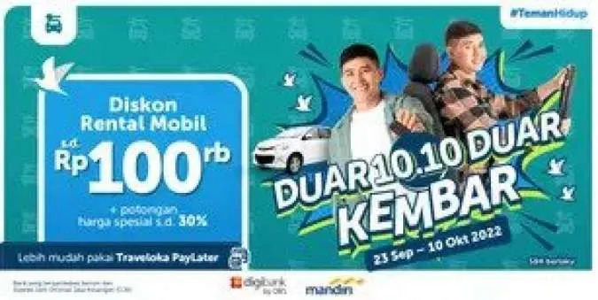 Manfaatkan Promo Traveloka 10.10 Ada Diskon Rental Mobil Hingga Rp 100.000