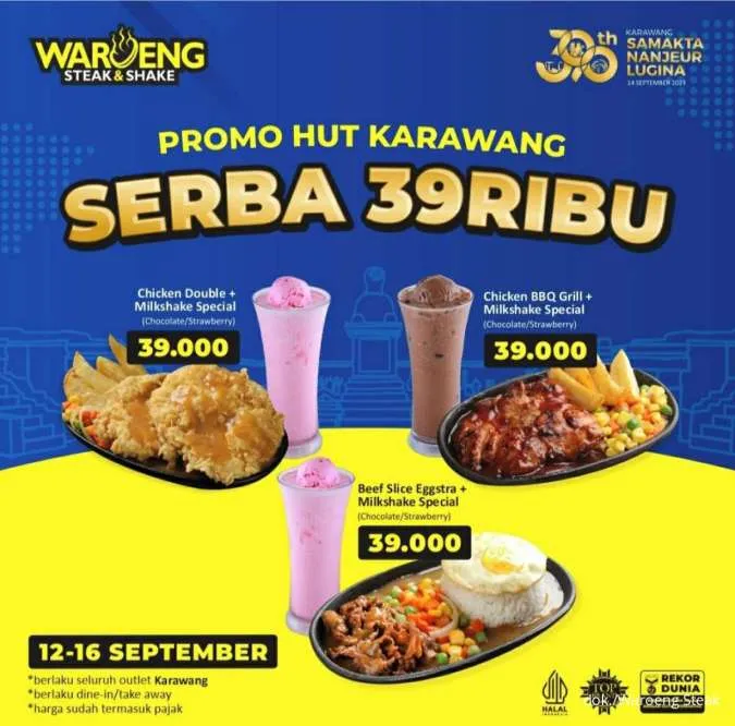 Promo Waroeng Steak HUT Karawang ke-390 edisi 12-16 September 2023