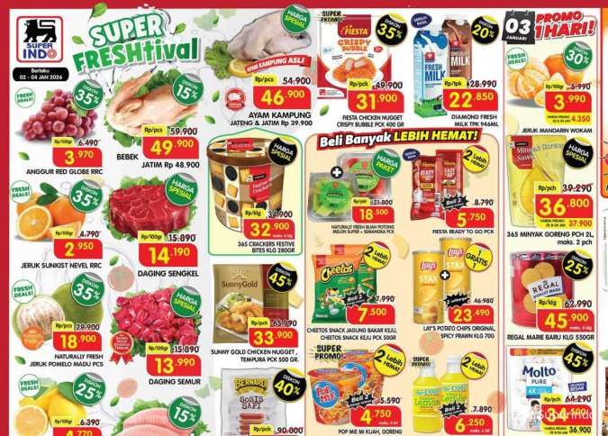 Promo JSM Superindo 2-4 Januari 2026, Chicken Nugget & Molto Diskon 45%