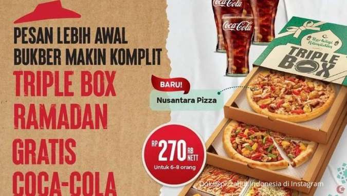 Promo Pizza Hut Terbaru di Bulan Ramadhan, Dapatkan Triple Box Gratis Coca-Cola 