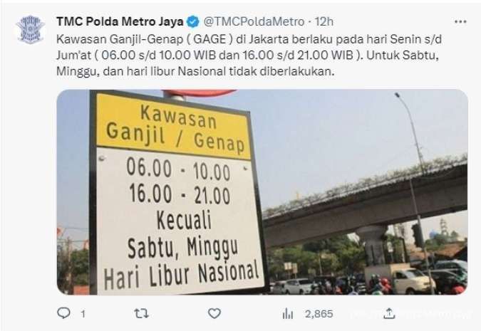 Jadwal Ganjil Genap Lebaran 2024, Ini Besaran Denda Jika Melanggar