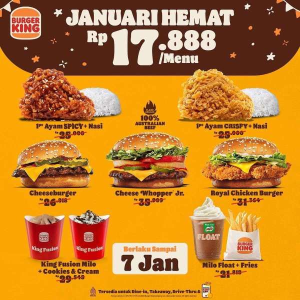 Promo Burger King Januari 2024 Hemat Serba Rp 17.000an, Promo Sampai