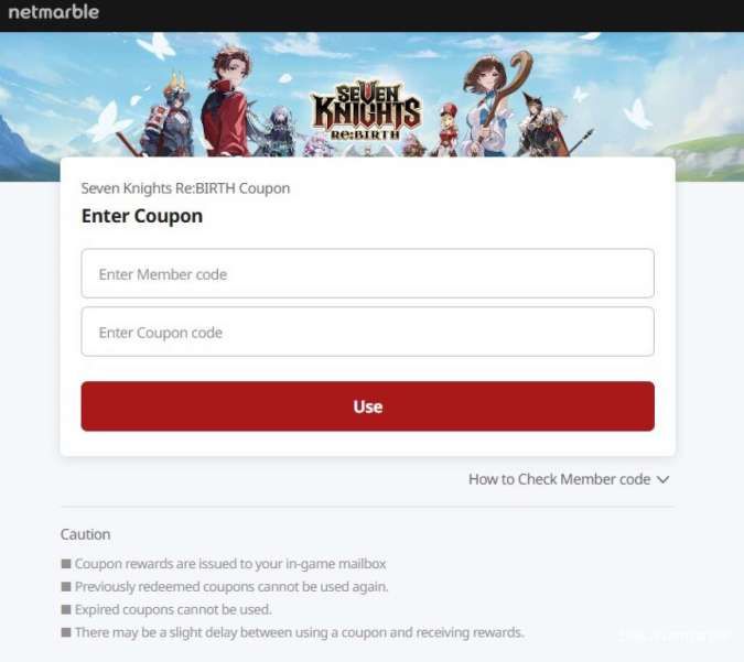 Website penukaran coupon Seven Knight Rebirth