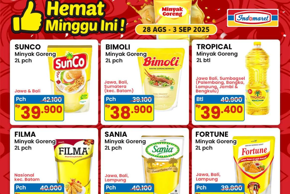 Promo Minyak Goreng di Indomaret 28 Agustus-3 September 2025, Ada Ekstra Diskon