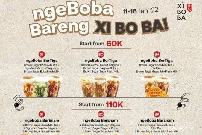 Promo Xi Bo Ba 11-16 Januari 2022, NgeBoba Bareng Xi Bo Ba Mulai Harga Rp 60.000-an