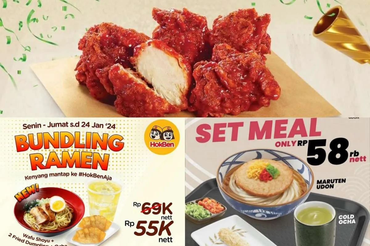 Promo Awal Tahun 2024: Serba Diskon Makanan di Hokben, Wingstop, Marugame Udon