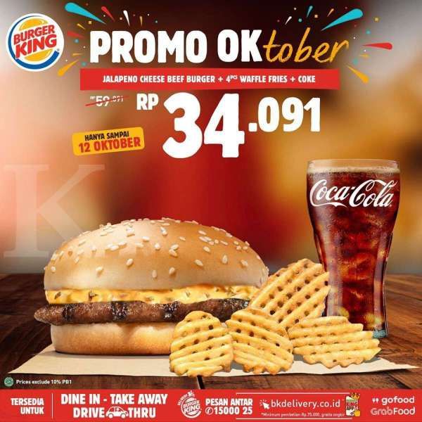 Promo <a href='https://pontianak.tribunnews.com/tag/burger-king' title='Burger King'>Burger King</a> OKtober 