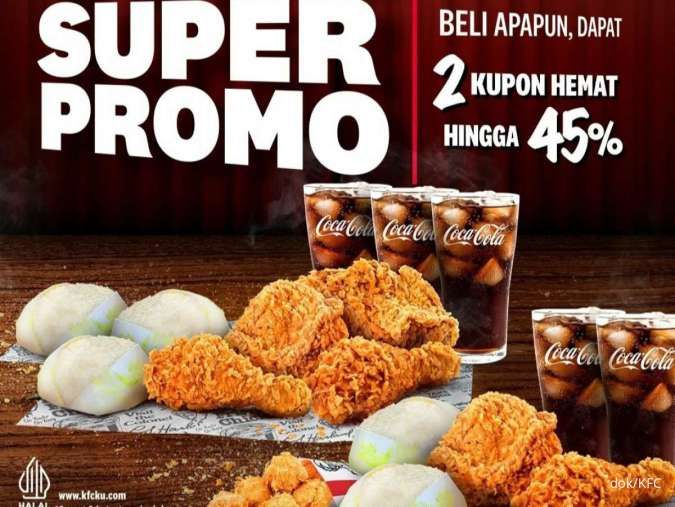 Promo KFC Juli-Agustus 2024, Kupon Super Promo Diskon 45% Tanpa Minimum Transaksi