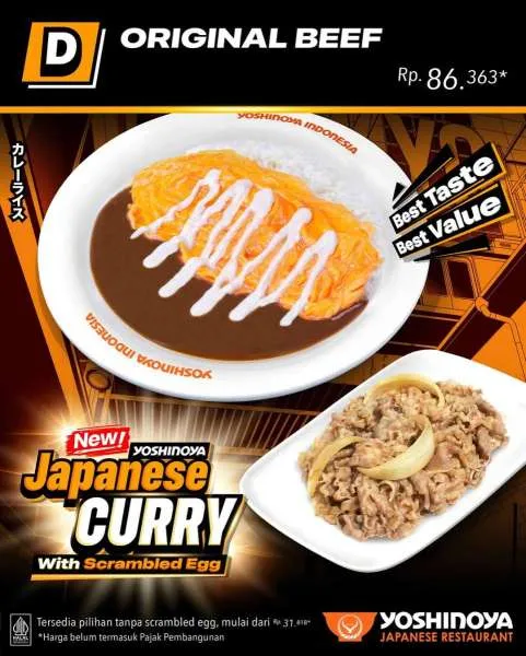 Promo Yoshinoya Japanese Curry with Scrambled Egg dan Original Beef