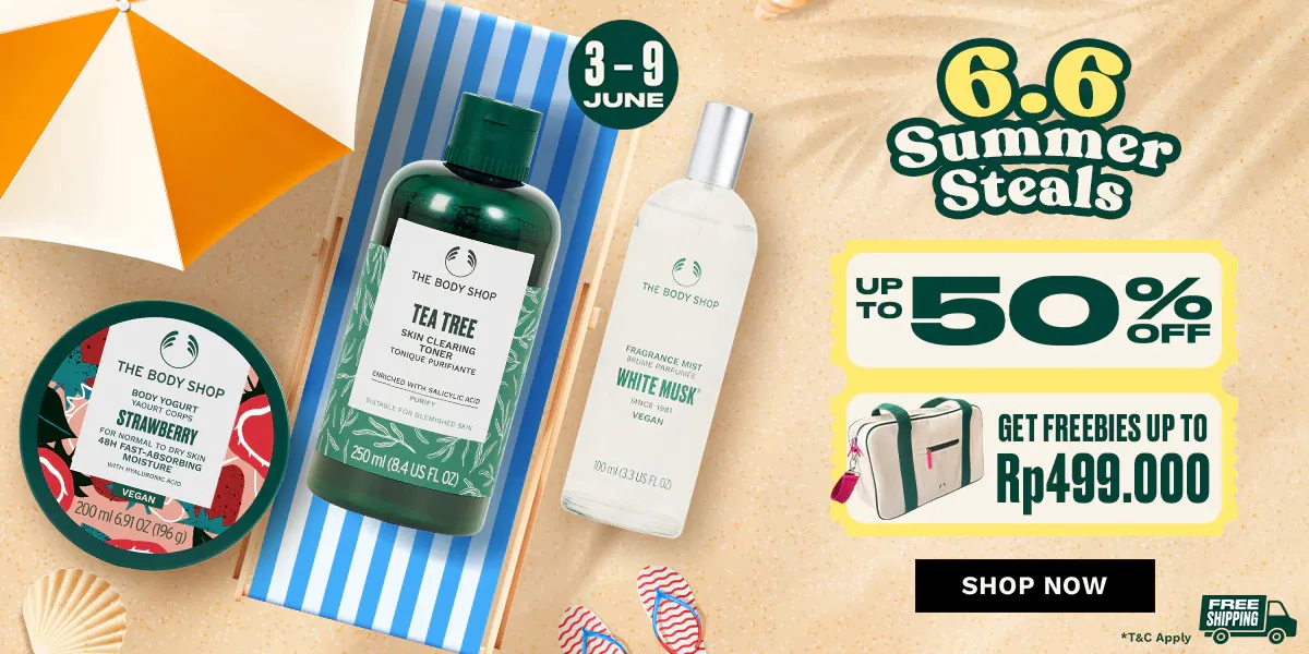 Promo 6.6 The Body Shop Periode 3-9 Juni 2025, Serum-Body Butter Diskon sampai 50%