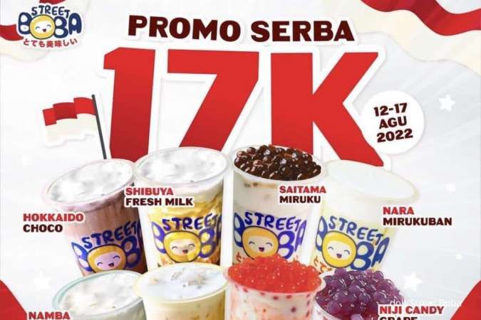 Promo Street Boba Diskon Merdeka Semua Serba Rp 17.000 Berlaku hingga 17 Agustus 2022