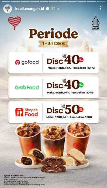 Promo Kopi Kenangan Akhir Tahun 2024 Gofood, Grabfood, dan ShopeeFood