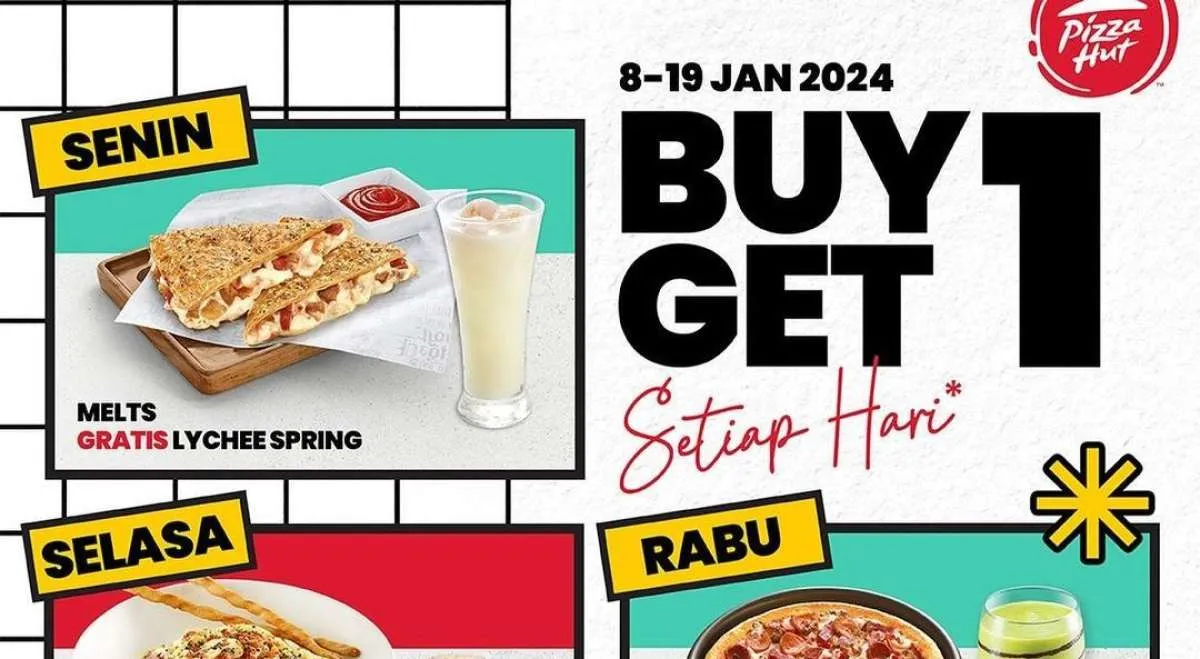 Promo Pizza Hut Edisi Awal Tahun 2024, Beli 1 Gratis 1 Setiap Hari Spesial Dine In