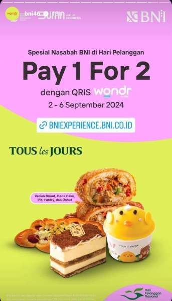 Promo Wondr by BNI di Tous les Jours 2-6 September 2024