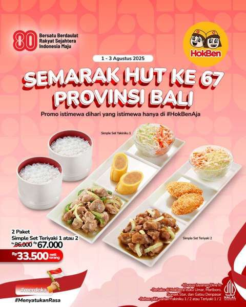 Promo HokBen HUT Bali ke-67 Mulai 1-3 Agustus 2025
