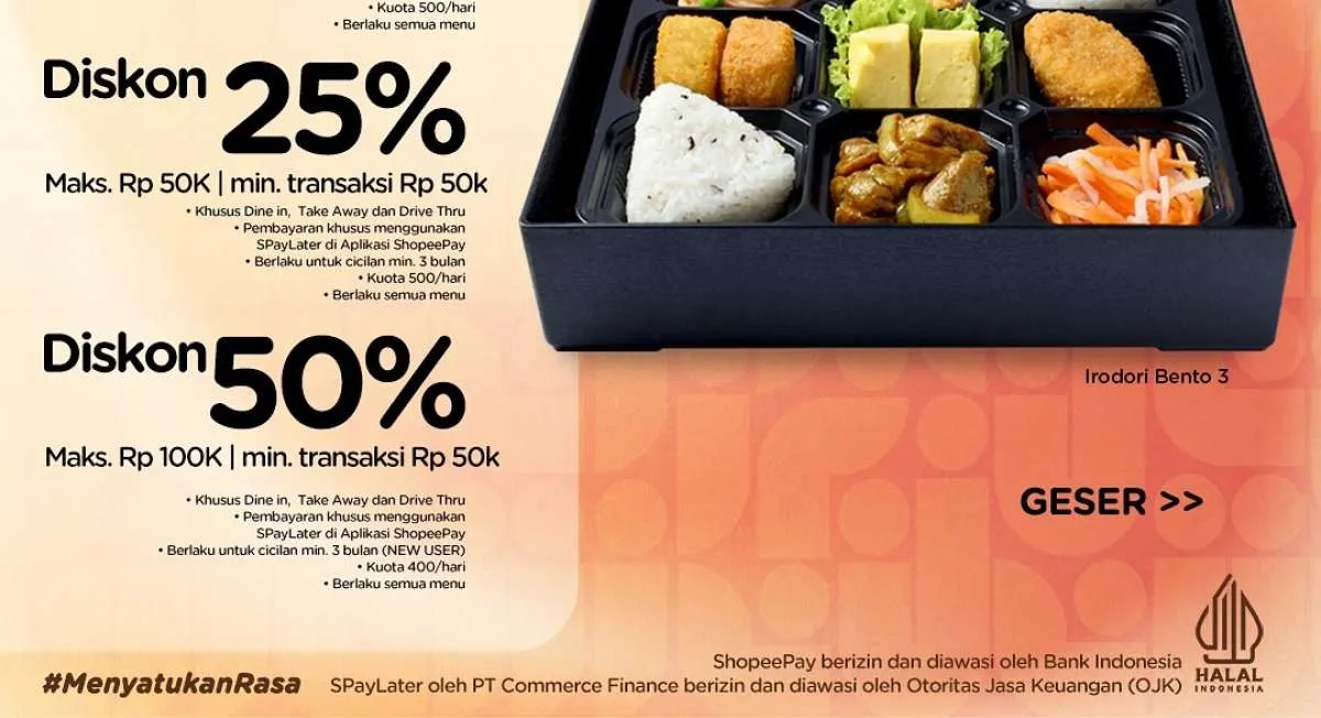Promo HokBen di ShopeePay dan SPayLater 14 Juli 2025, Diskon Sampai 50%