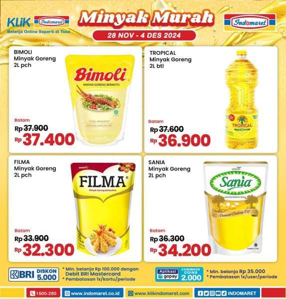 Promo Minyak Goreng Murah di Indomaret 28 November-4 Desember 2024