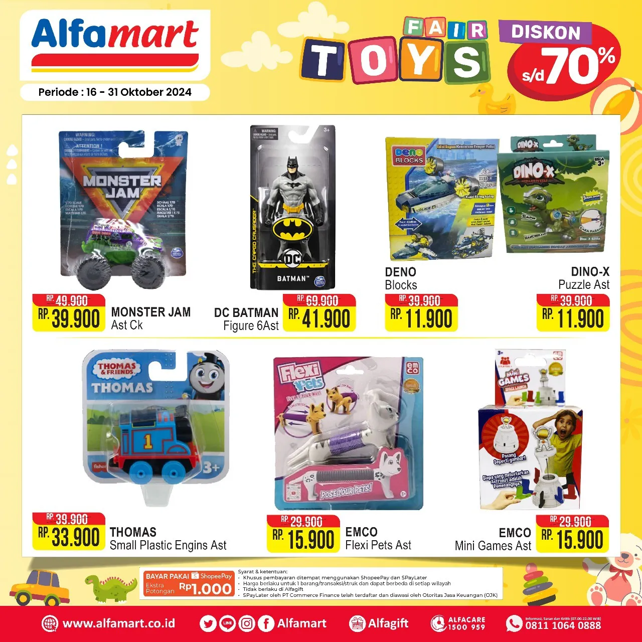 Promo Alfamart Toys Fair Diskon s/d 70% Periode 16-31 Oktober 2024