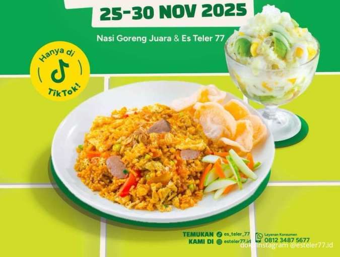 Promo Payday Es Teler 77 sampai 30 November, Nasgor Juara & Es Teler Harga Spesial