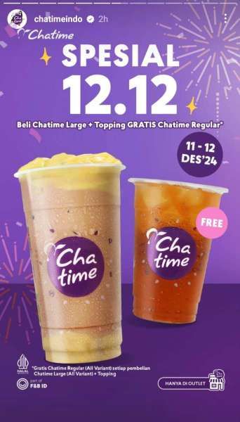 Promo 12.12 Chatime Mulai 11-12 Desember 2024